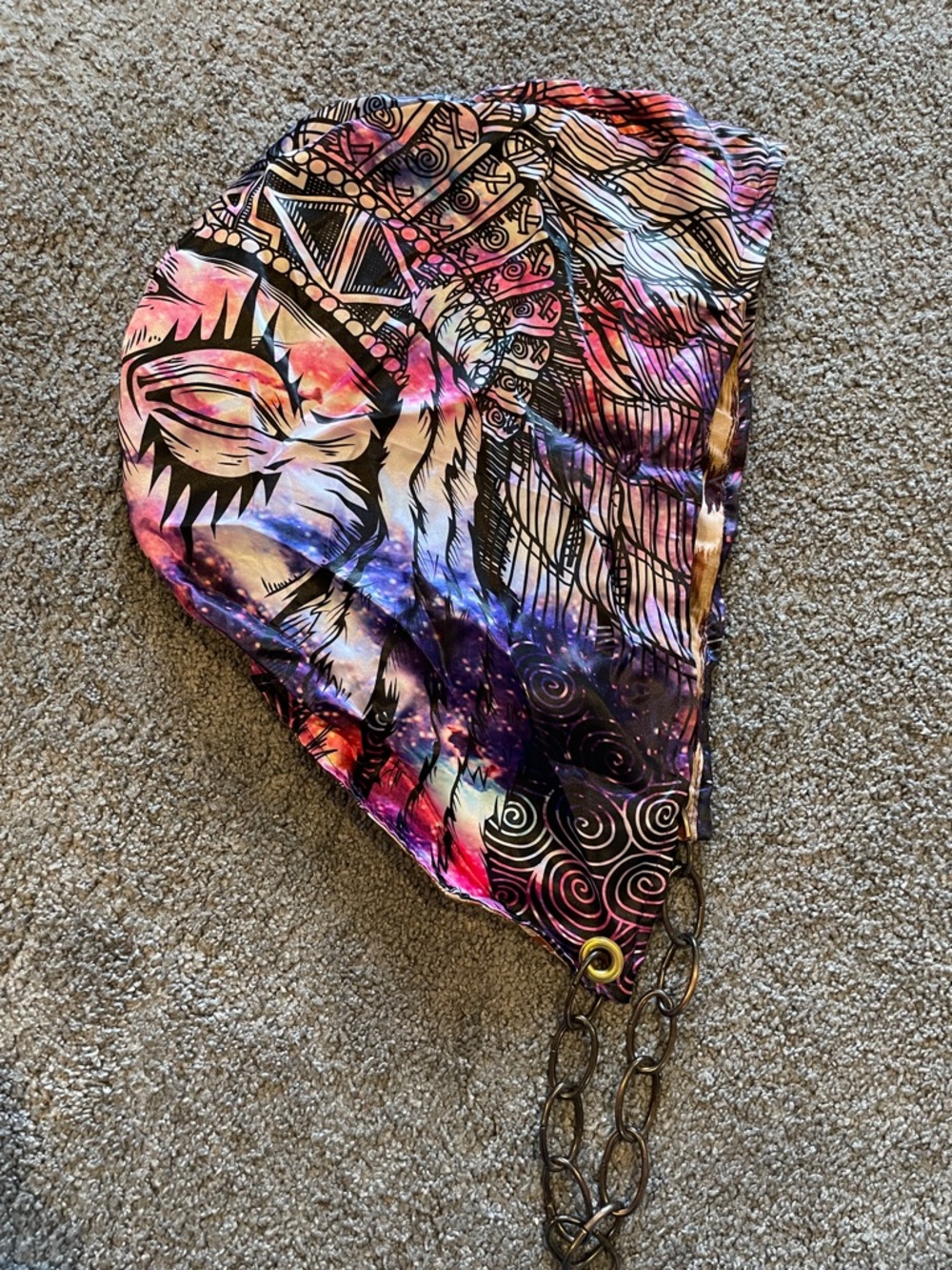 NWOT Multicolored Rave Hood with Chain - Picture 2 of 7